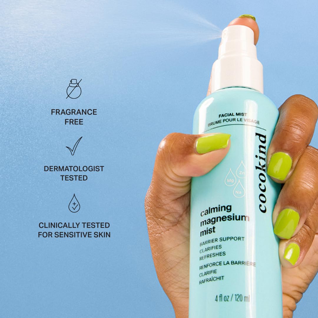 Cocokind spray texture on hand showing lightweight, non-greasy hydration