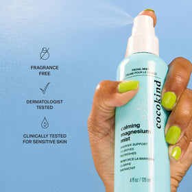 Cocokind spray texture on hand showing lightweight, non-greasy hydration