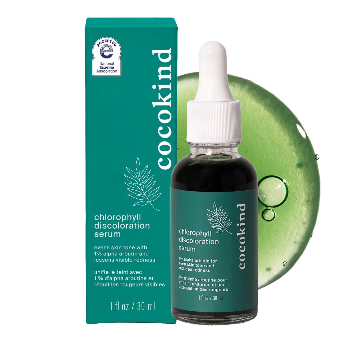Cocokind serum front packaging shows product and clear benefits