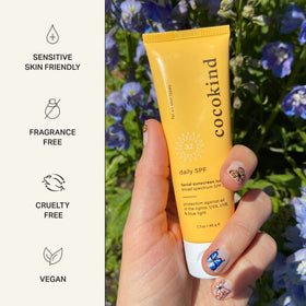 Cocokind being layered under makeup for a dewy, non-cakey appearance