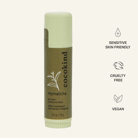 Cocokind Mymatcha dabbed under eye illustrating gentle use to reduce puffiness benefit