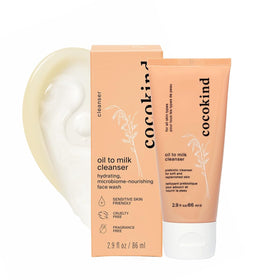 Cocokind front packaging showing cleanser, clear labeling, gentle cleansing benefit
