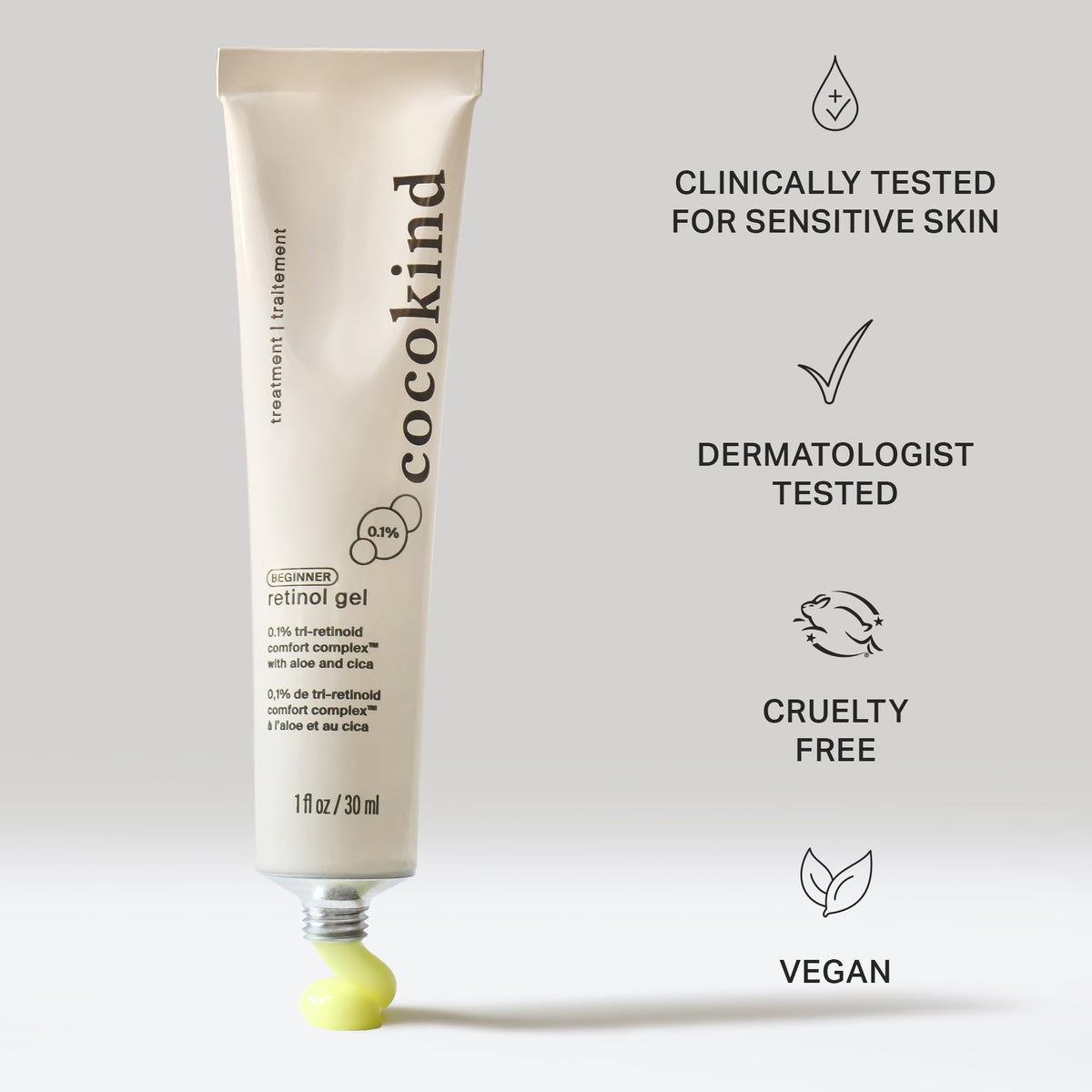 Cocokind gel texture close-up demonstrating lightweight absorbent formula benefit