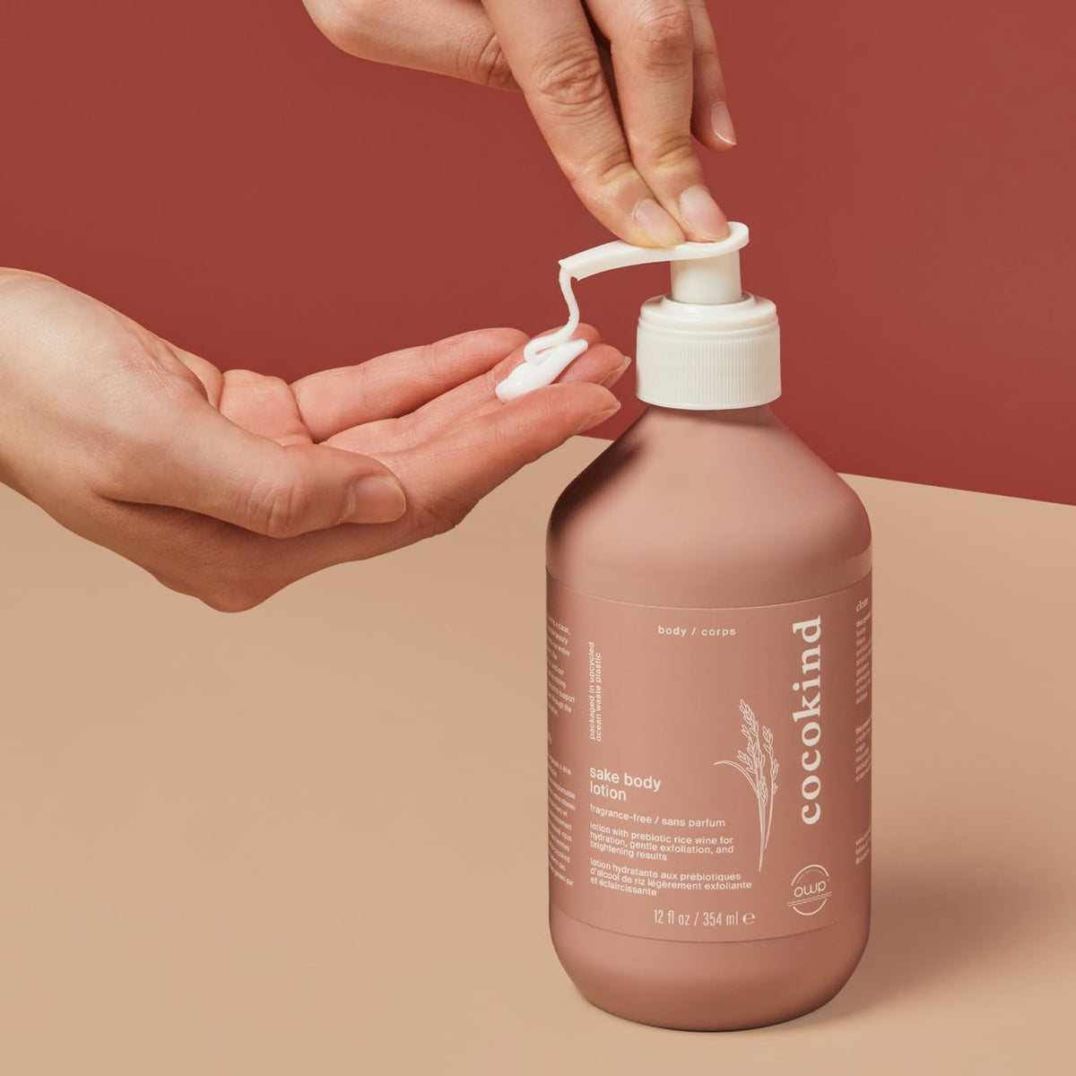 Cocokind lotion texture on pump showing lightweight consistency and quick absorption