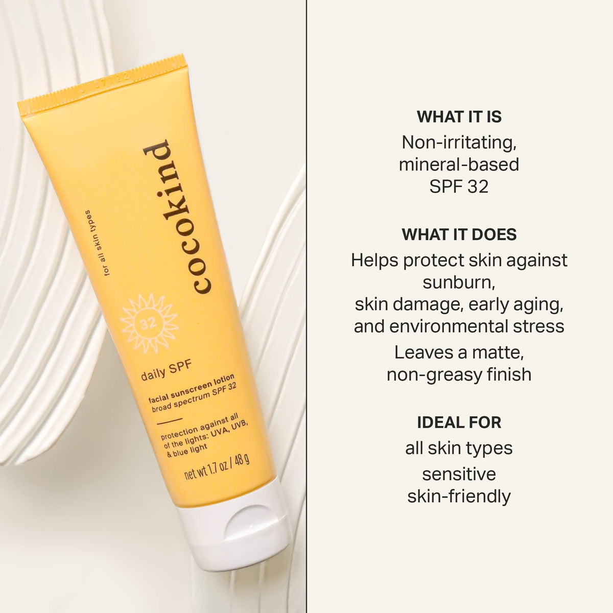 Cocokind creamy texture close-up highlighting smooth, non-greasy finish
