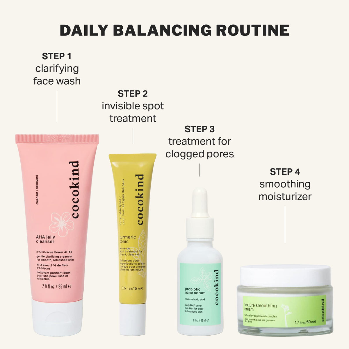 Cocokind on bathroom vanity styled for morning routine inspiration and ease