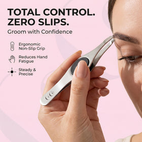 Coco's Closet stainless tweezer with protective cap preventing tip damage