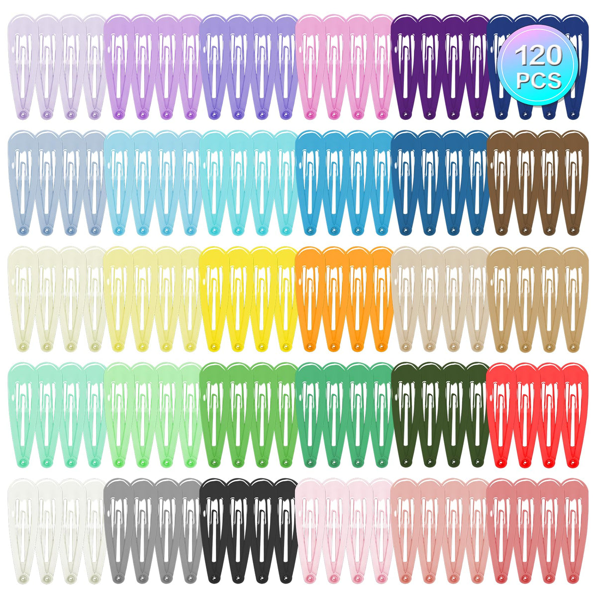 cocplok front packaging showing 120 colorful snap clips, quick-access convenience