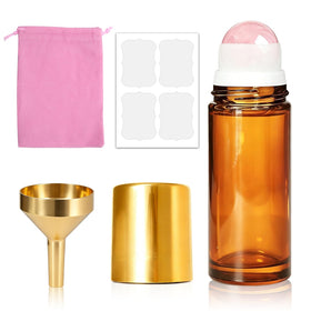 Cocurb front view of rose quartz roller bottle showing elegant design and portability
