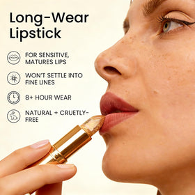 Coellyo next to a coin for scale, compact lipstick fits easily into small bags
