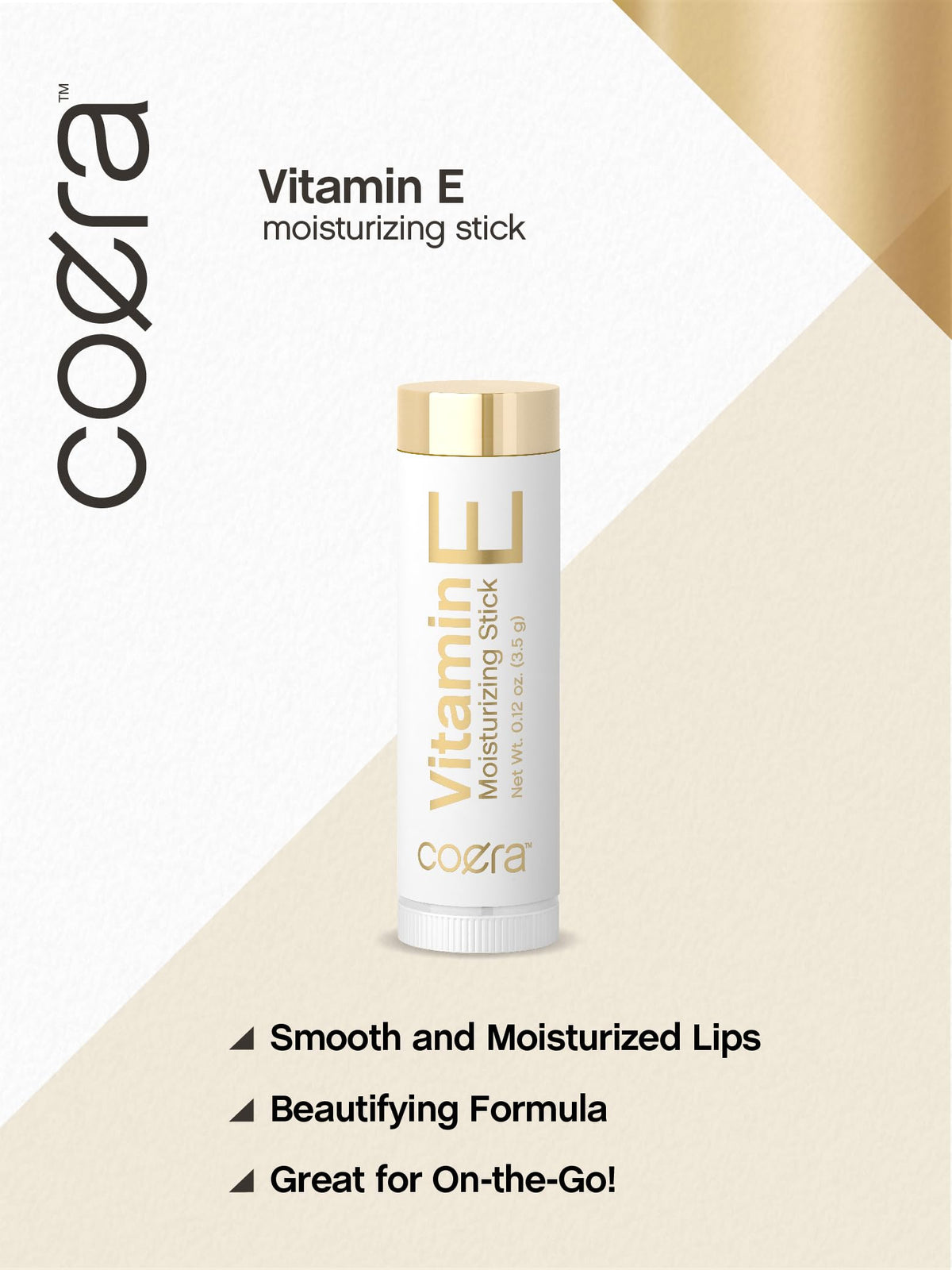 Coera stick applied on lips demonstrating immediate hydration and visible softness