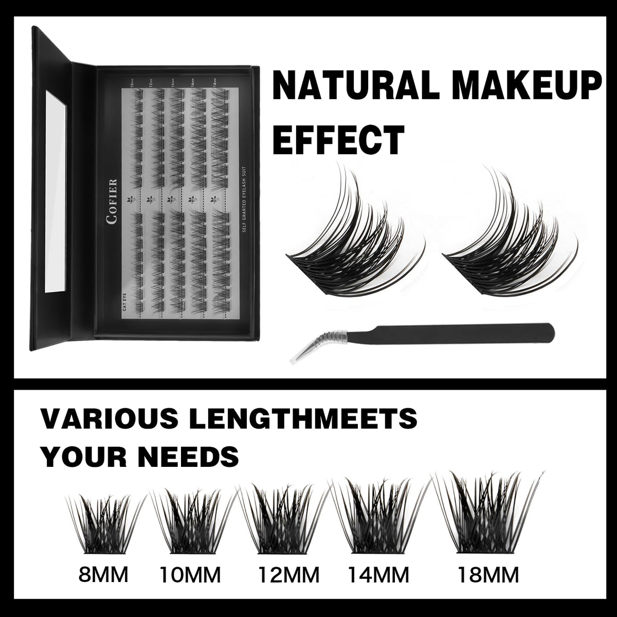 CoFier close-up of lash cluster roots highlighting soft matte fibers and secure hold