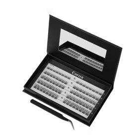 CoFier front packaging showing 80 glue-free wispy lash clusters for easy application