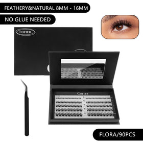 CoFier kit flatlay with clusters and instructions illustrating simple at-home routine
