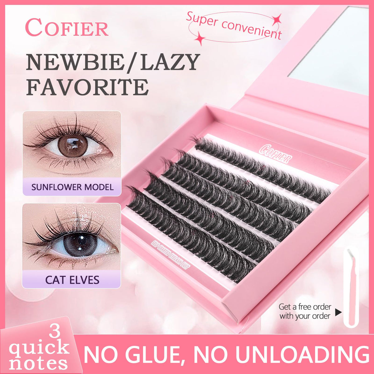 CoFier tweezer placing a cluster demonstrating easy glue-free application