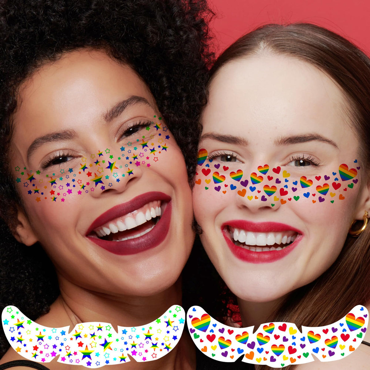 COKTAK face freckles and mini rainbow flag on cheek showcasing festival flair
