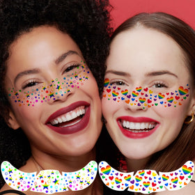 COKTAK face freckles and mini rainbow flag on cheek showcasing festival flair