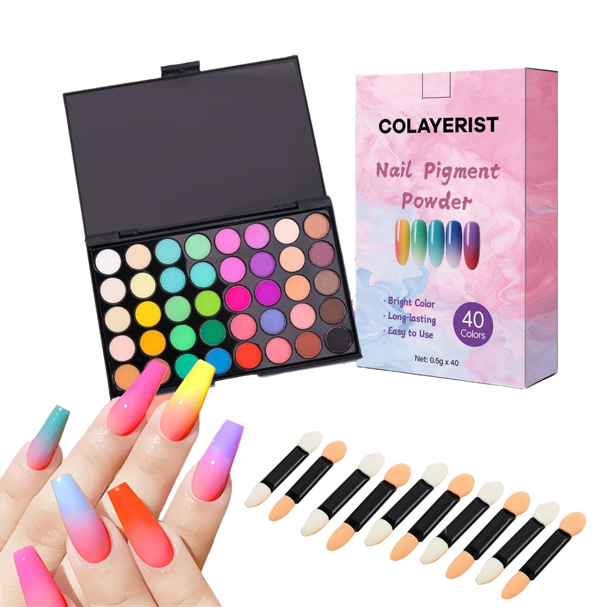 COLAYERIST front packaging showing 40 color jars and palette for variety
