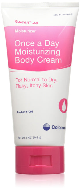 Coloplast Sween 24 front packaging showing unscented 5 oz cream and benefits