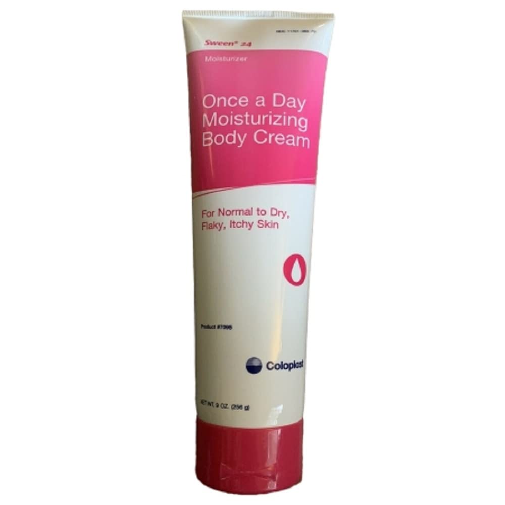 Coloplast Sween 24 tube front view showing label and unscented cream for gentle skin protection