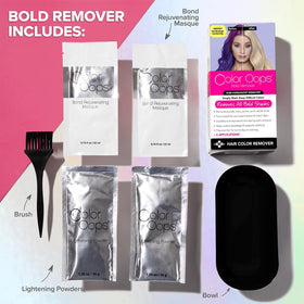 Color Oops application on hair strand demonstrating color removal process