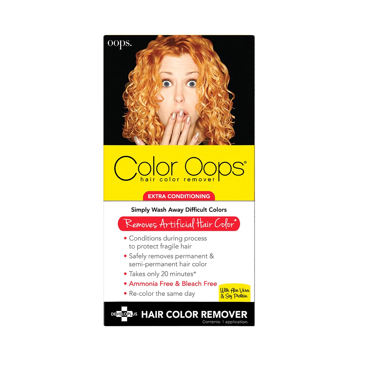 Color Oops box front showing brand and kit for safe dye removal and conditioning