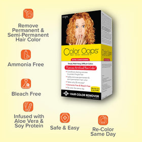 Color Oops kit next to a hand to show single-application size and easy household scale