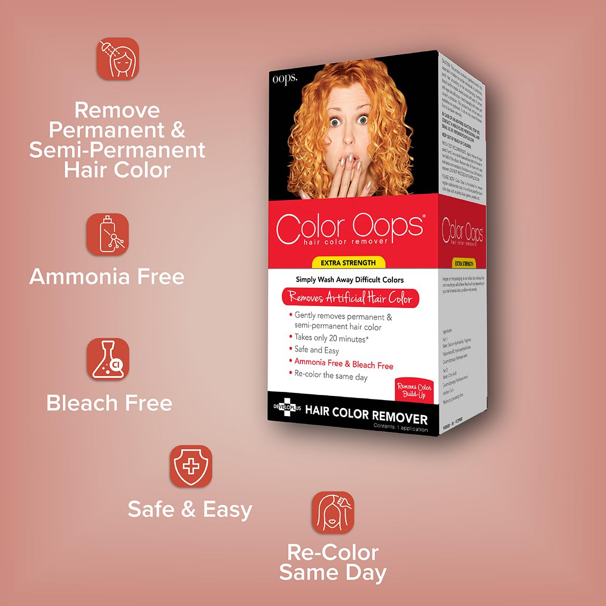Color Oops in a bathroom setting showing easy at-home hair color reset