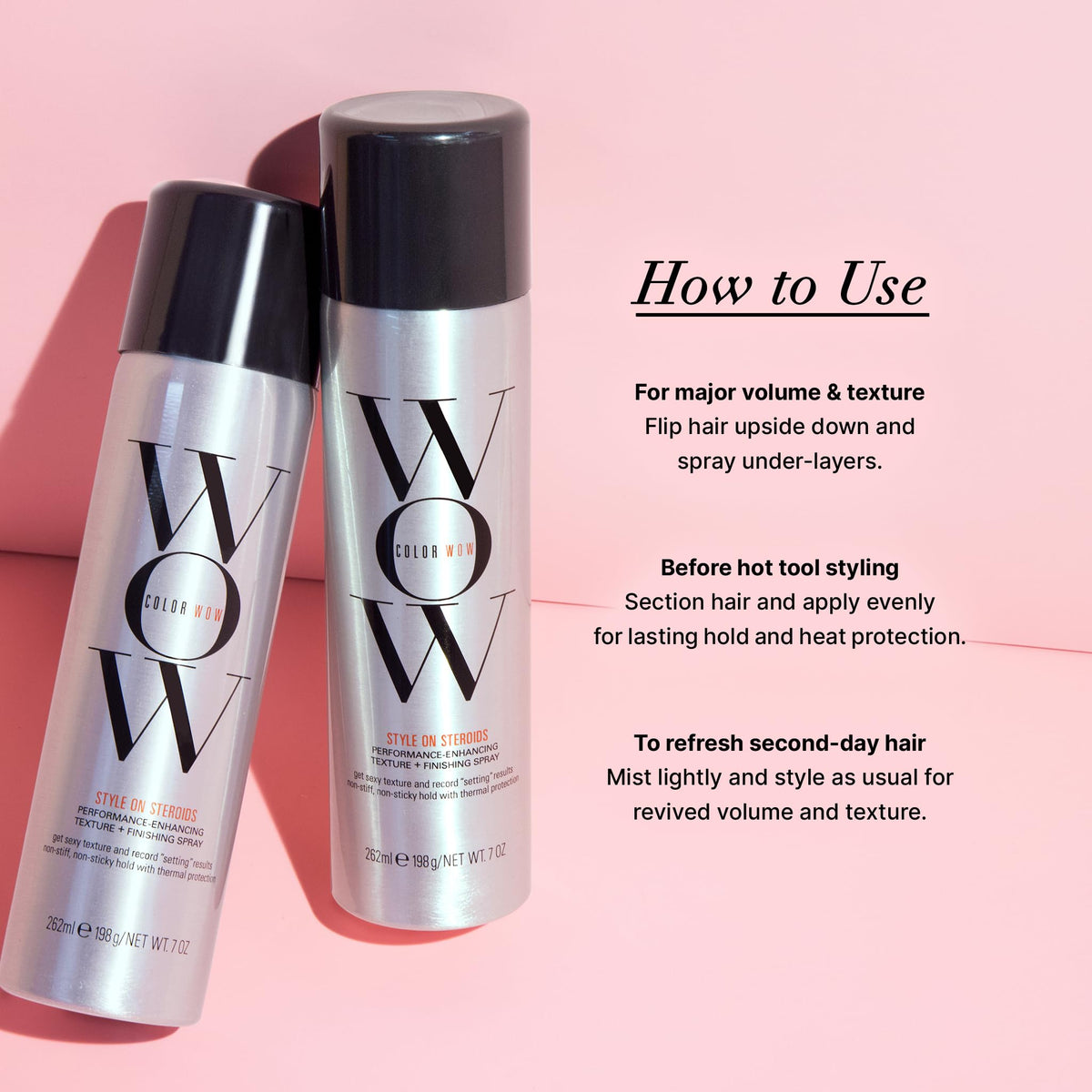 COLOR WOW before and after comparison highlighting fuller, natural-looking body