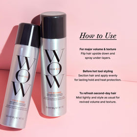COLOR WOW before and after comparison highlighting fuller, natural-looking body