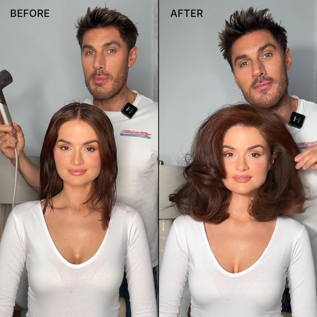 COLOR WOW being applied to roots to create lift and weightless volume