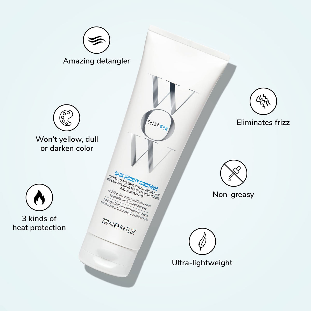 COLOR WOW conditioner texture close-up shows translucent smoothing benefit