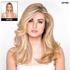 COLOR WOW before and after comparison demonstrating fuller, thicker-looking hair