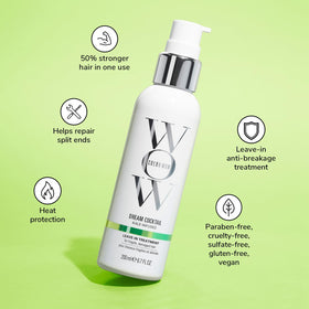 COLOR WOW being blow-dried into hair showing heat activation and fortifying effect