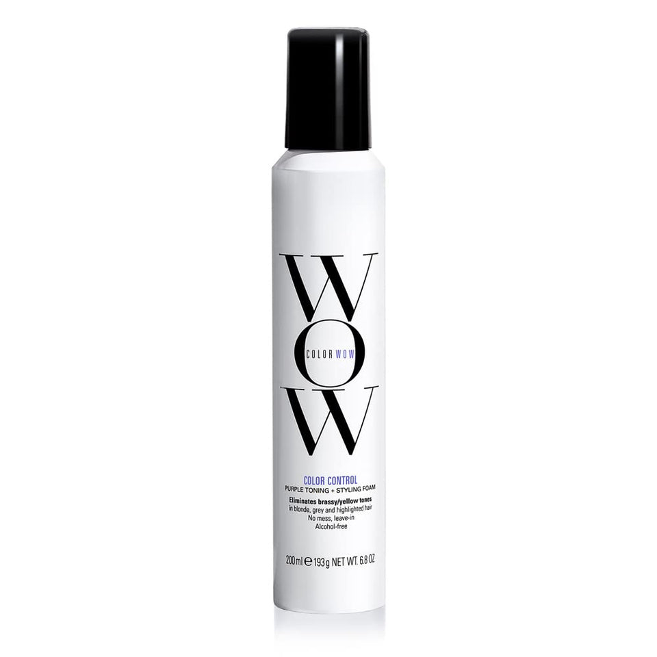 COLOR WOW front packaging showing purple toning foam and branding benefits
