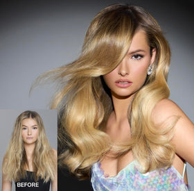 COLOR WOW before and after hair shine comparison for visible gloss