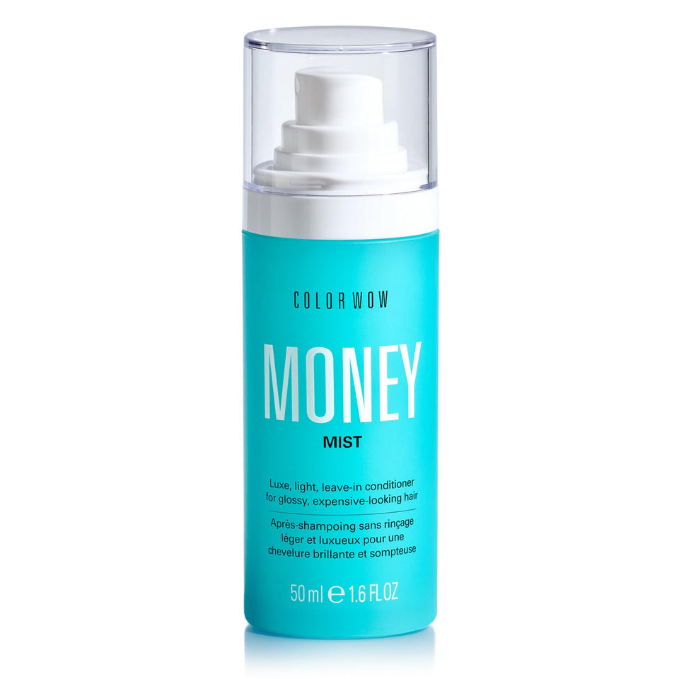COLOR WOW front bottle of Money Mist showing sleek branding and travel-ready design
