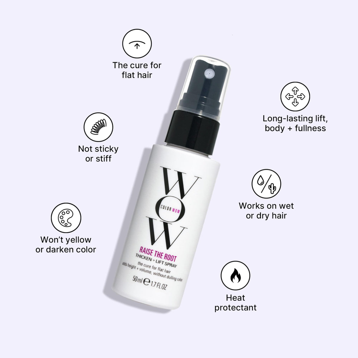 COLOR WOW close-up of formula texture highlighting clear resins for lightweight lift
