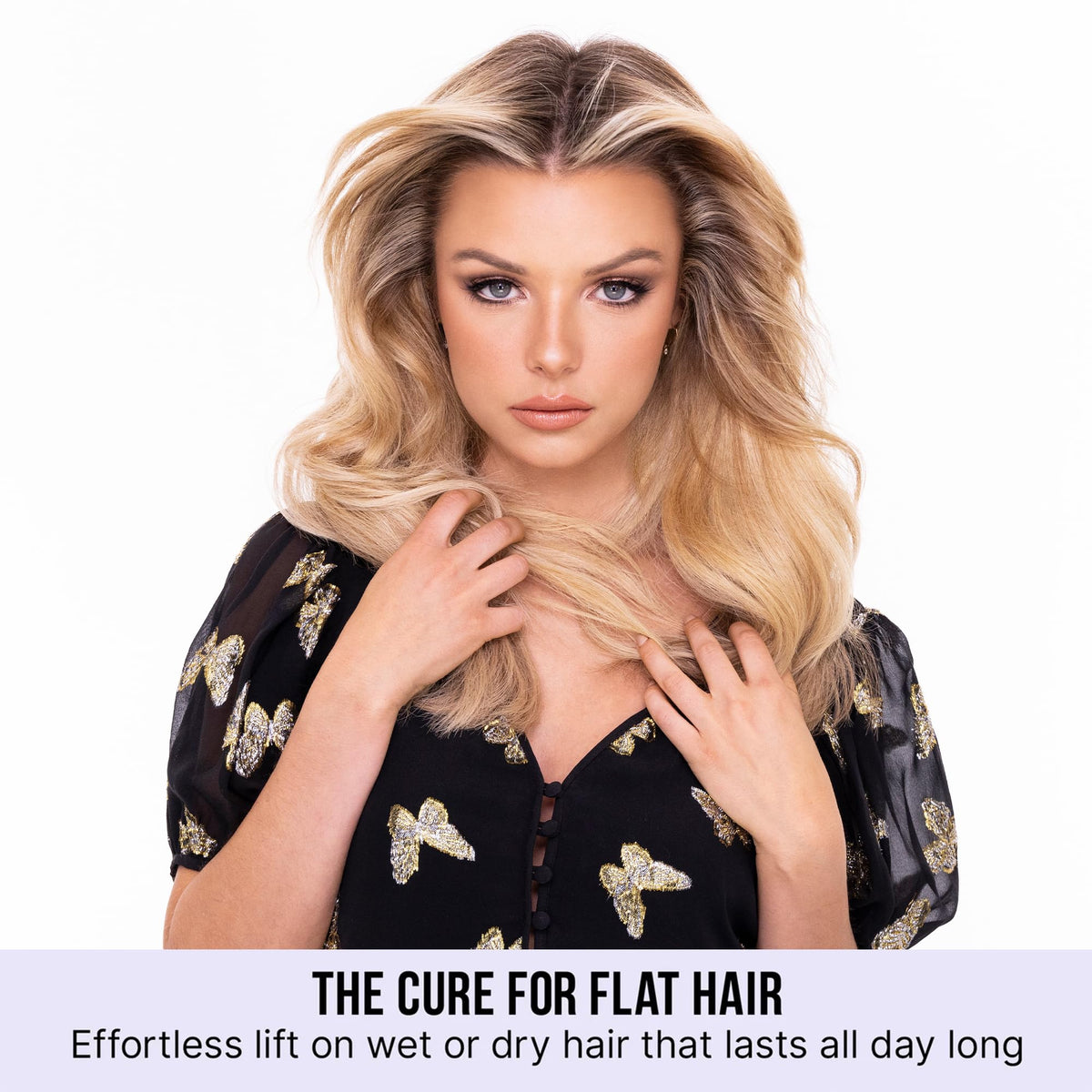 COLOR WOW spray nozzle dispensing mist to show targeted root application benefit