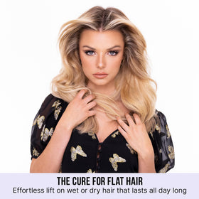 COLOR WOW spray nozzle dispensing mist to show targeted root application benefit