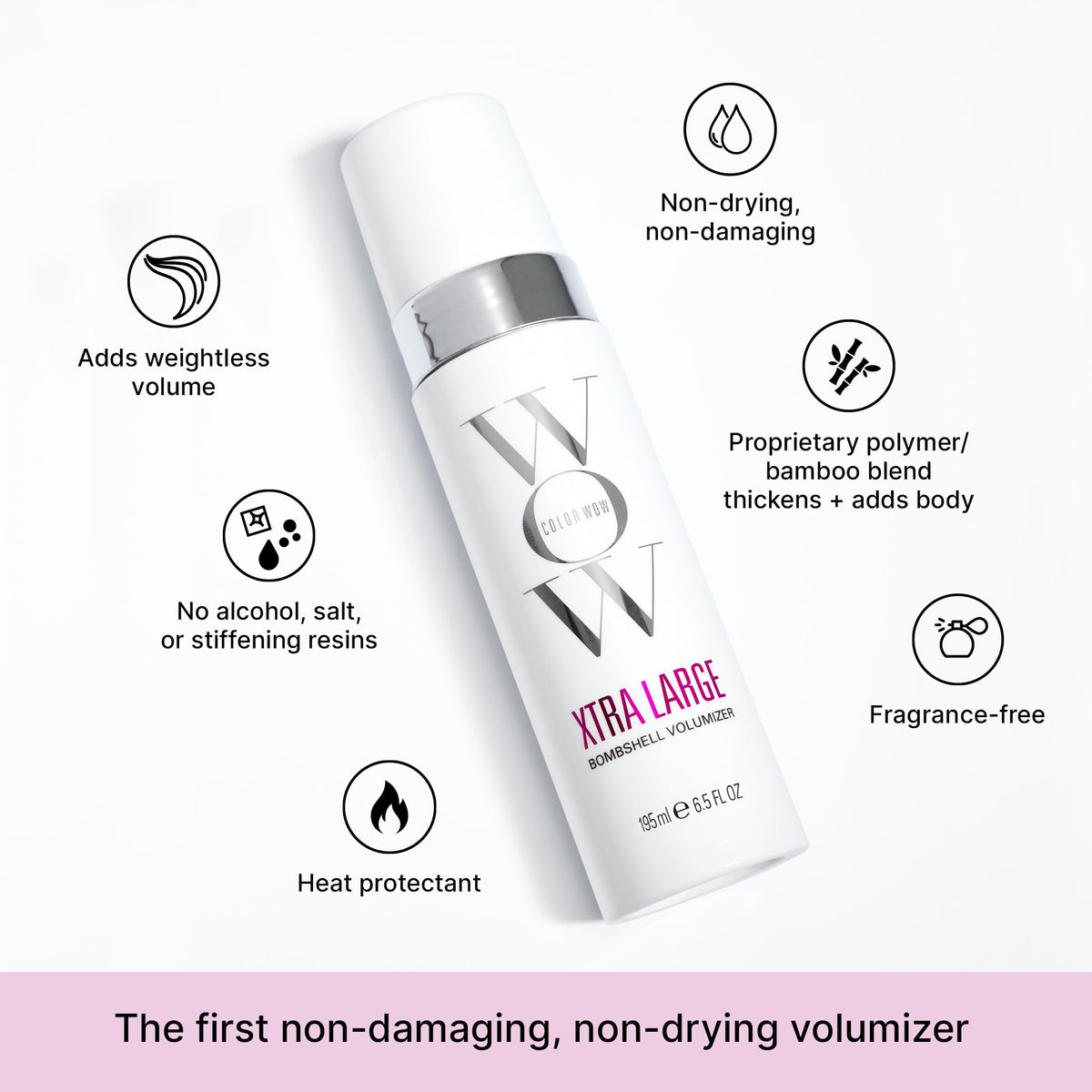 COLOR WOW during blow-dry root lift, shows voluminous styling result and long-lasting hold