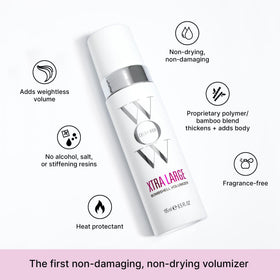 COLOR WOW during blow-dry root lift, shows voluminous styling result and long-lasting hold