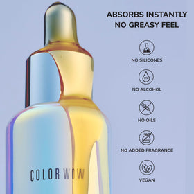 COLOR WOW bottle on bathroom shelf in lifestyle setting conveying effortless daily use