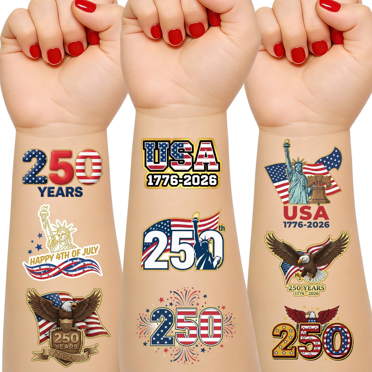 Colorato front packaging showing 250th anniversary tattoo sheets and benefit of variety