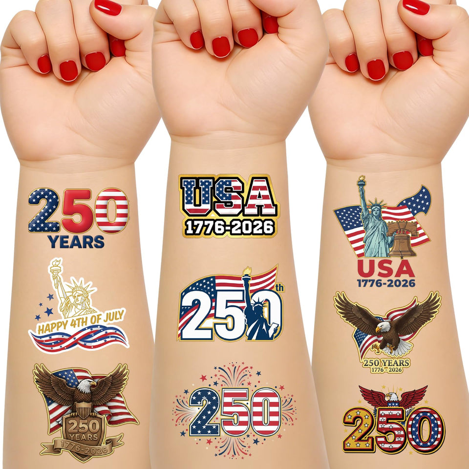 Colorato front packaging showing 250th anniversary tattoo sheets and benefit of variety