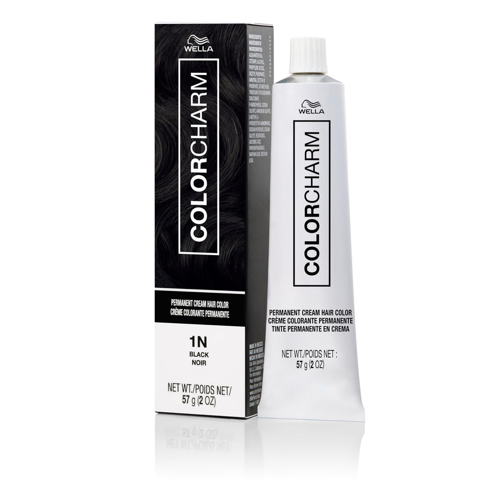 COLORCHARM tube front packaging showing 1N Black and benefits