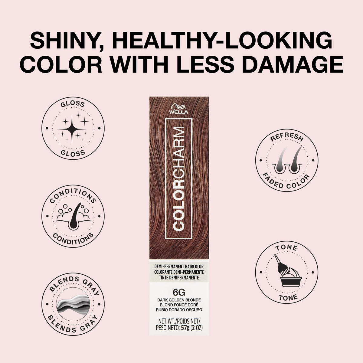 COLORCHARM before and after hair comparison demonstrating added gloss and tone