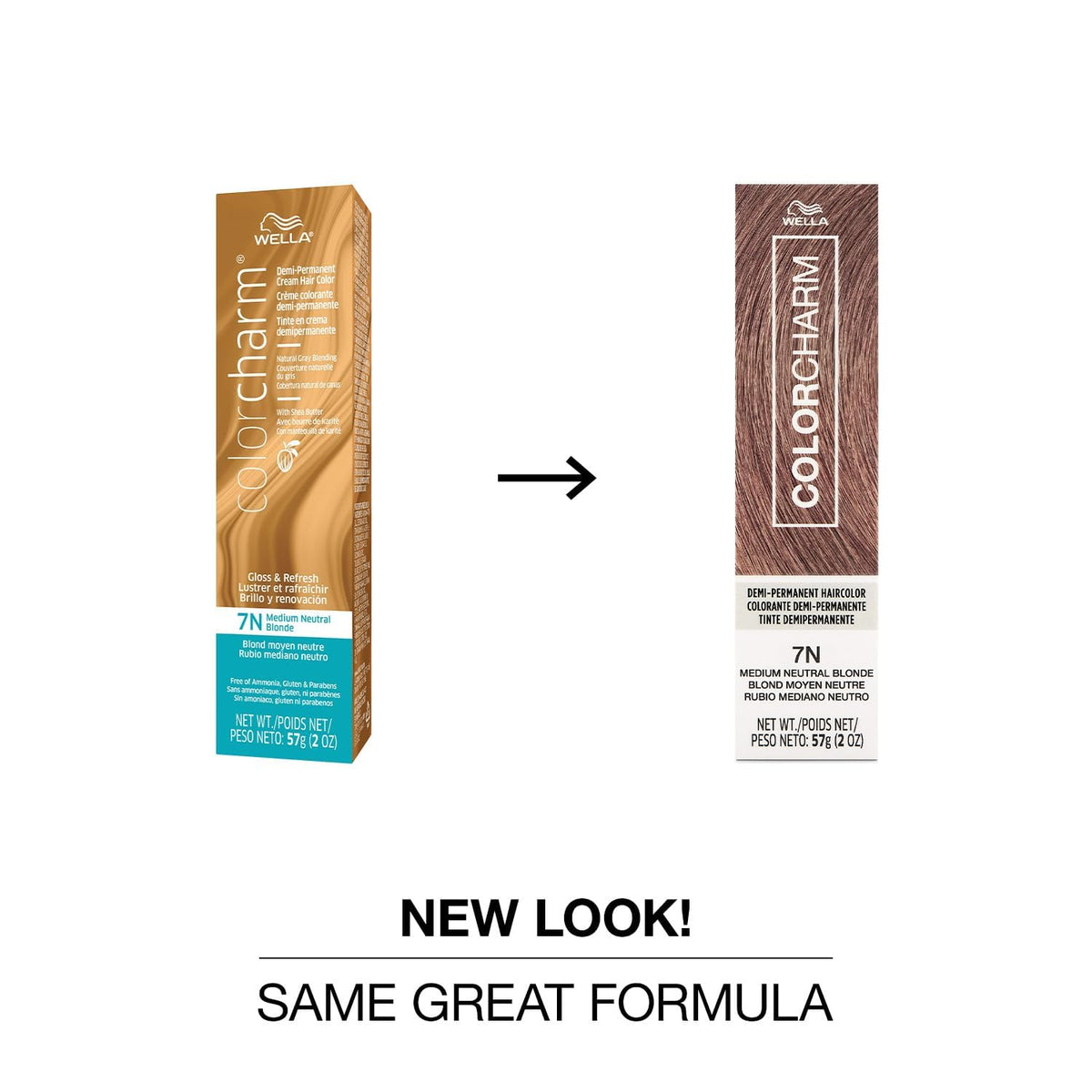 COLORCHARM label close-up highlighting shade name and professional use