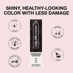 COLORCHARM applied with brush to hair strand showing even color deposition benefit