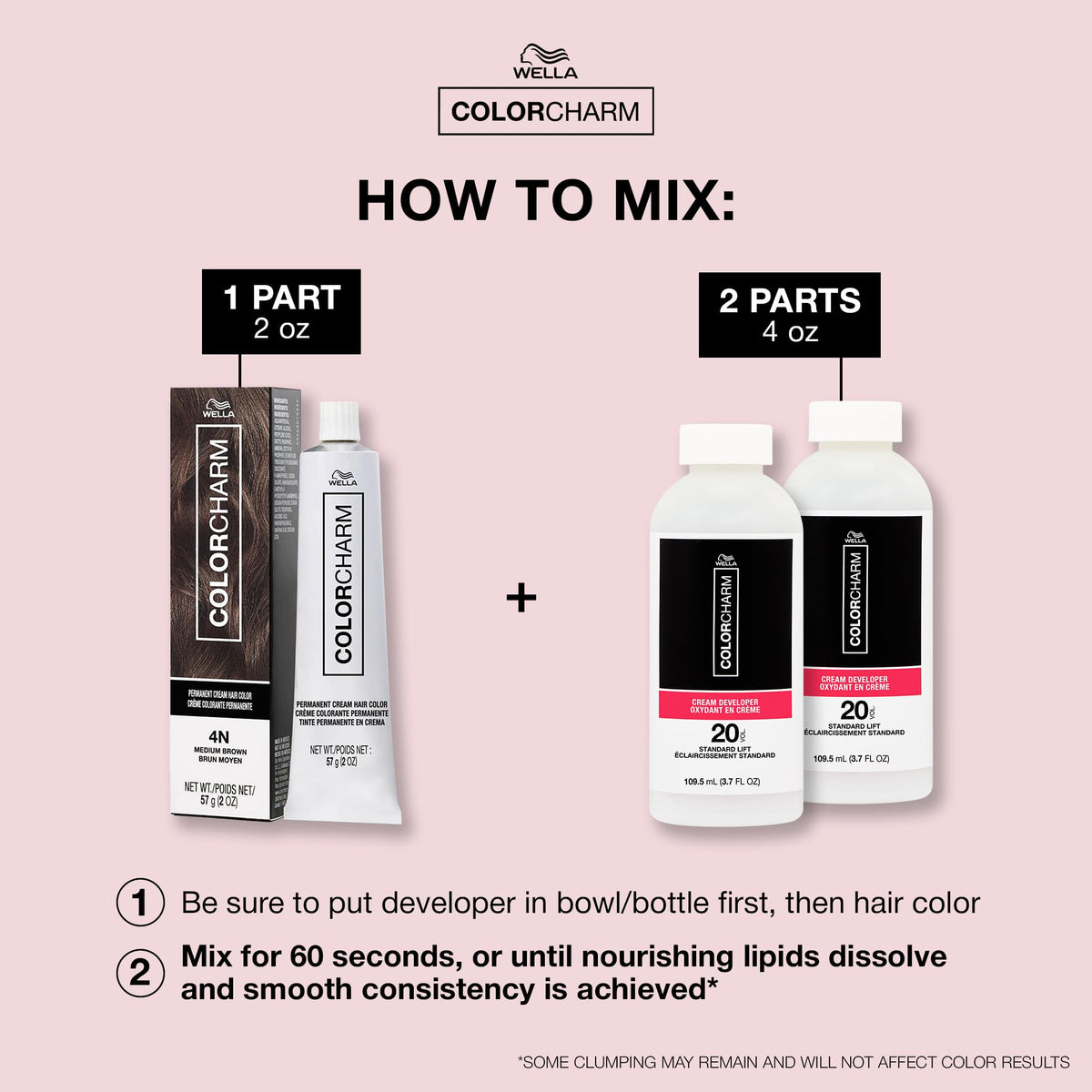 COLORCHARM application on hair strand demonstrating even color deposit benefit